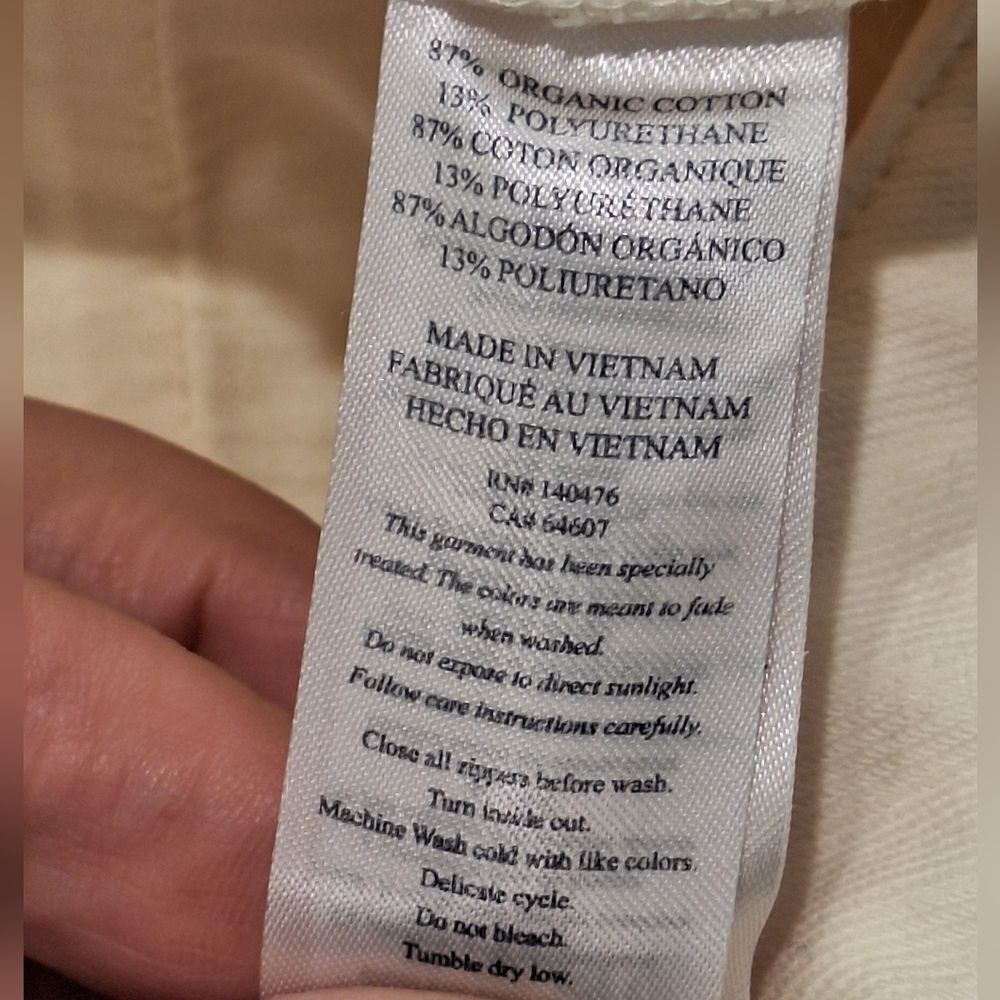 Faherty ivory color organic cotton pants‎ size 6 - Picture 5 of 9